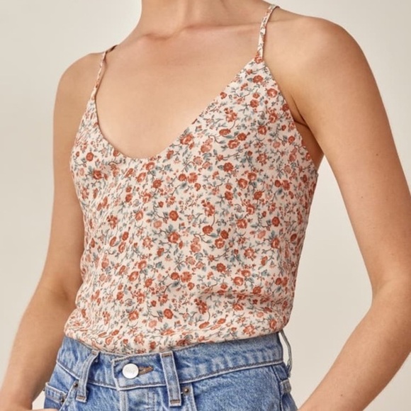 Reformation Rovino Floral Strappy Blouse in Fairy Size XL - Picture 3 of 14